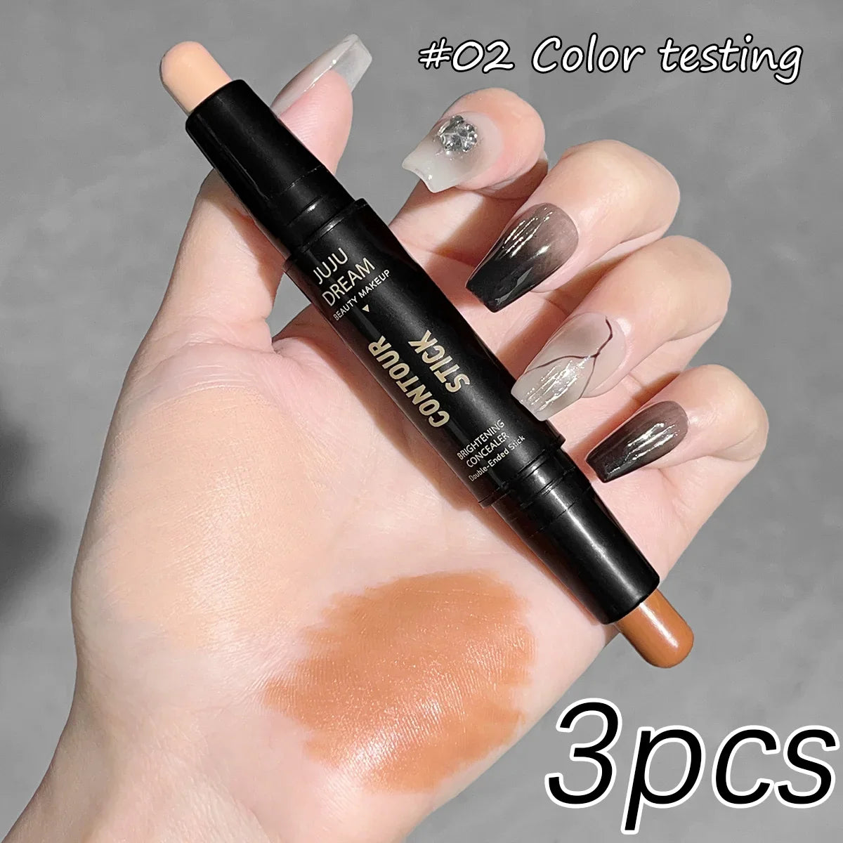 Blushimmer double-ended high-light and contour stick for nose shadow, facial shaping, and brightening with three-dimensional trimming.