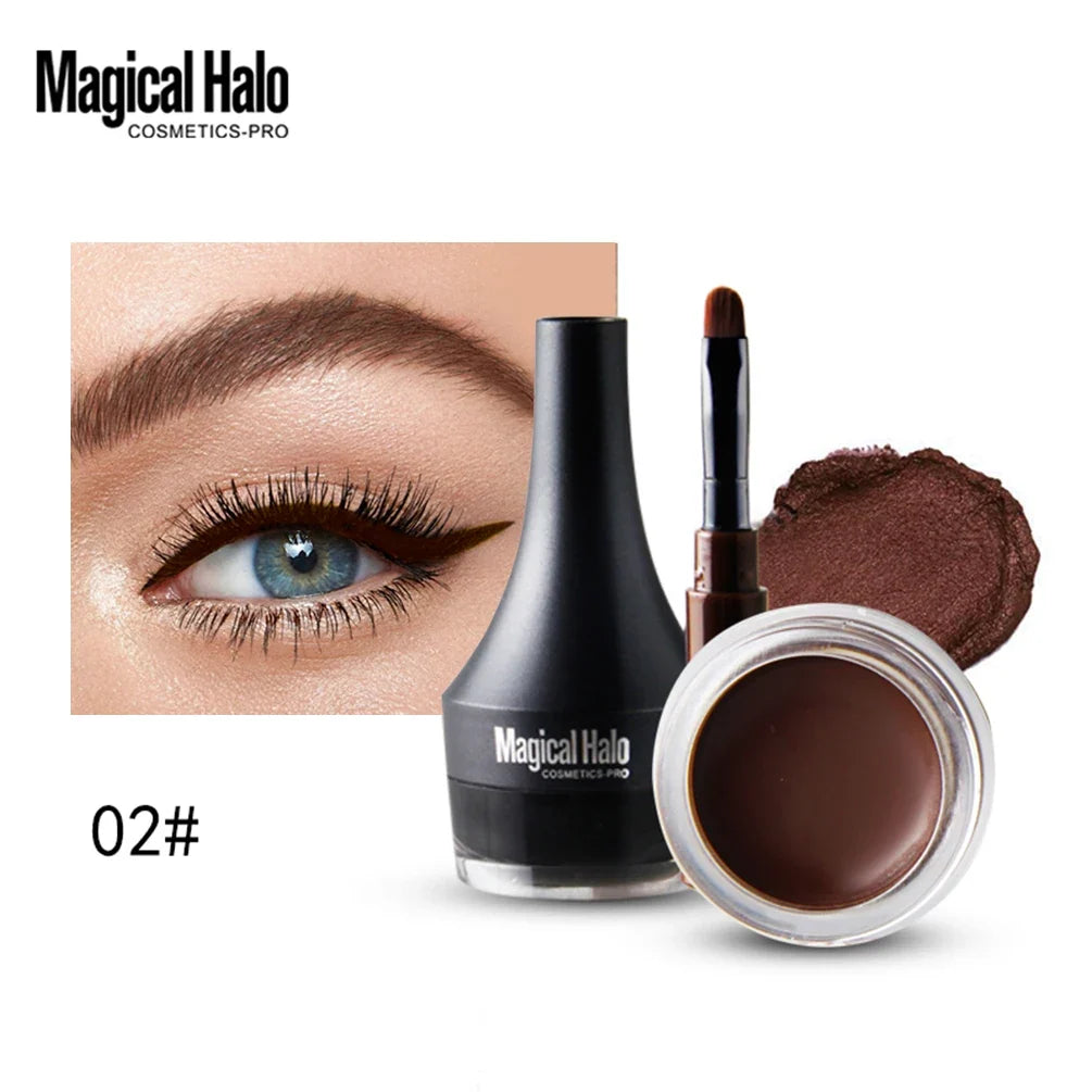 Waterproof eyebrow pomade and gel eyeliner cream by Blushimmer in a 4.5g jar, long-lasting formula for defined brows and eyes.