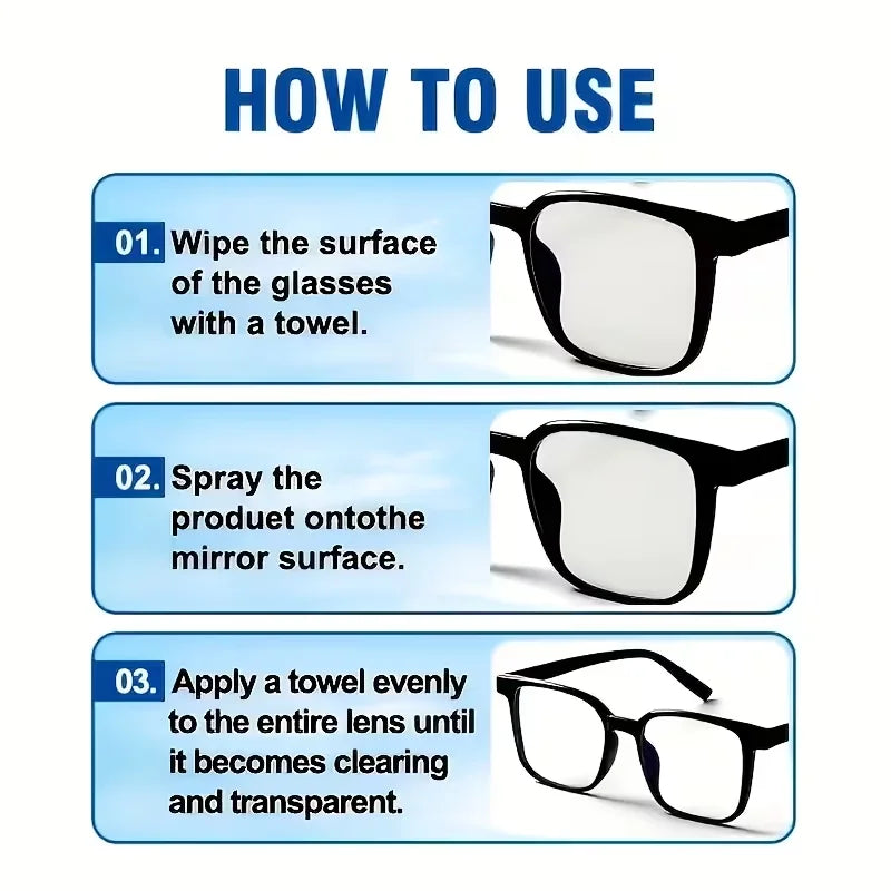 Glasses Refurbish Cleaner Spray 55ML Anti Fog Lens Stain & Dust Remover For Eyewear, Sunglasses, Goggles & Camera Lenses