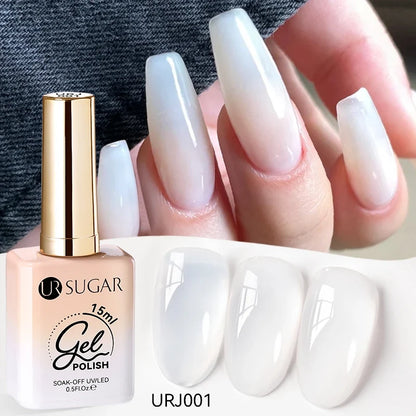Blushimmer UR SUGAR 15ml translucent white jelly gel polish for semi-permanent UV nail art and soak-off gel varnish.