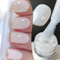 Silver glitter gel nail polish by Blushimmer with sparkling, reflective shine, suitable for UV nail art and soak-off gel manicures.