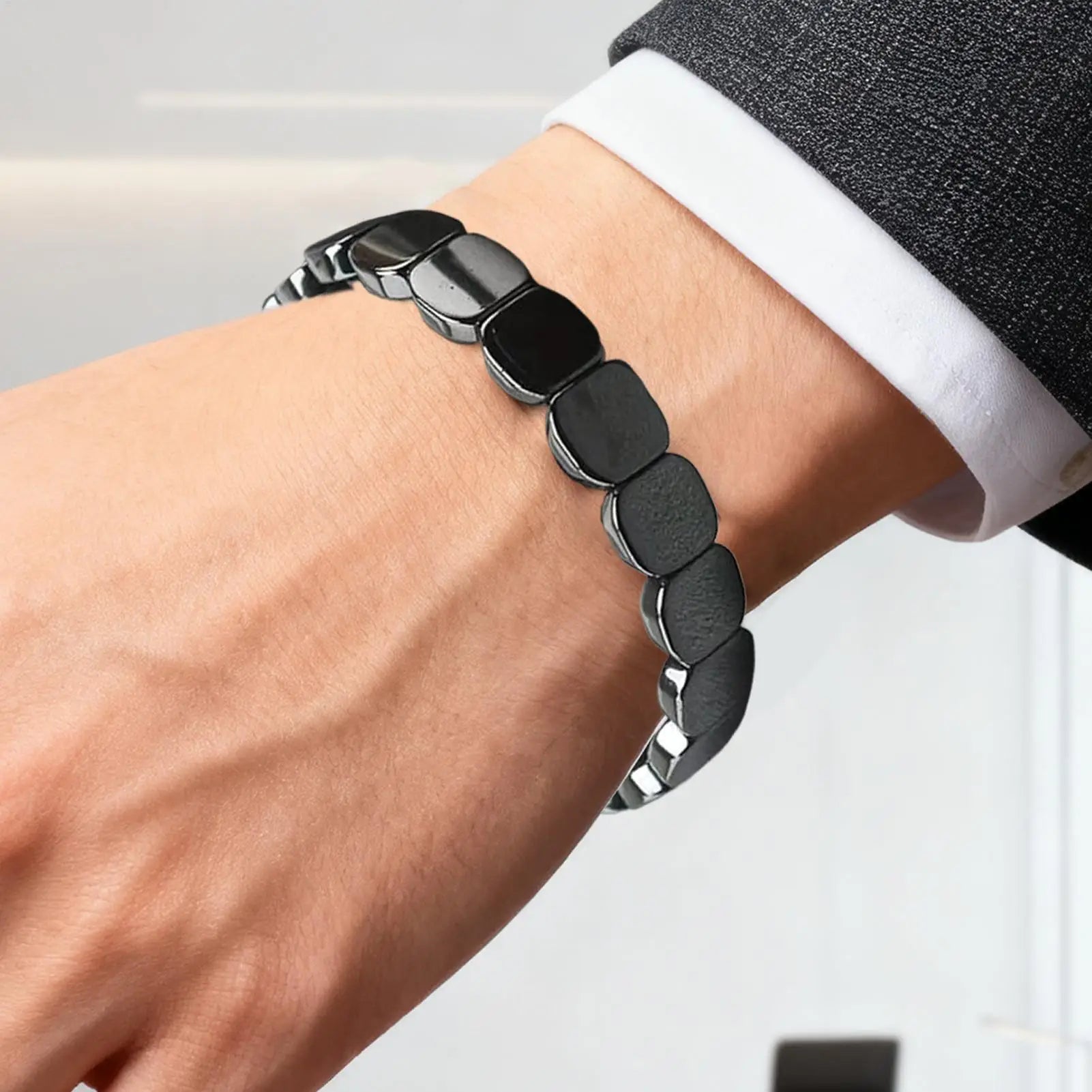 19cm Hematite Bracelet  Fashionable Natural Hematite Stone Bracelet for Men for Father Husband Boyfriend Jewelry Gifts Wristband