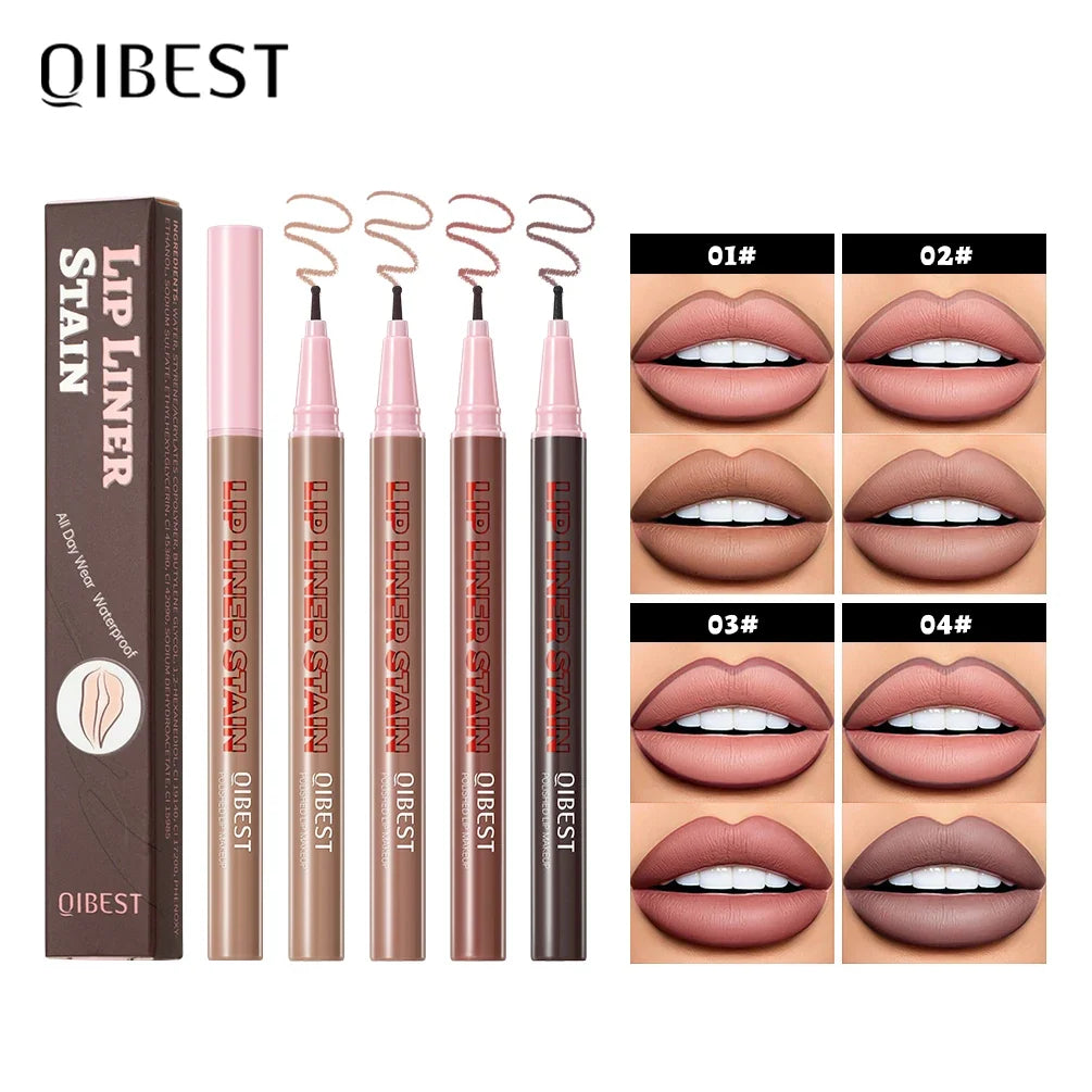 Blushimmer QIBEST matte liquid lipliner pencil for waterproof lip contour and plumping, natural lip outline, makeup application