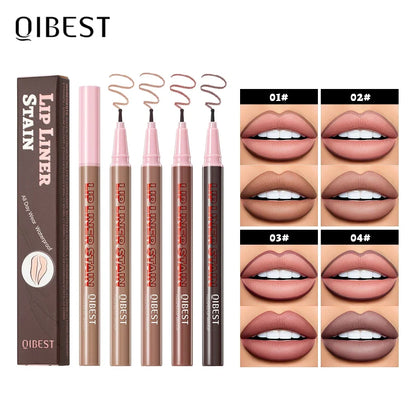 Blushimmer QIBEST matte liquid lipliner pencil for waterproof lip contour and plumping, natural lip outline, makeup application