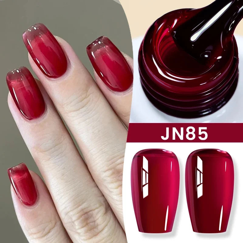 Blushimmer BORN PRETTY Jelly Nude Gel Nail Polish in light pink peach, translucent gel varnish for DIY at-home nail art.