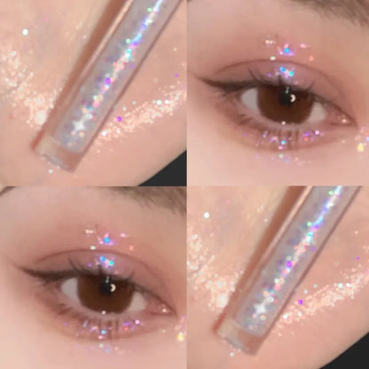 1pc Liquid Eyeshadow Super Shine Pink Pearlescent Glitter Eyeliner Long Lasting Waterproof Eye Shadow Glitter Party Eye Makeup