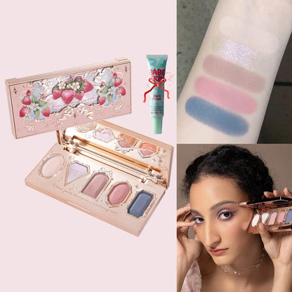 Blushimmer Flower Knows Chocolate Wonder-Shop 8-color eyeshadow palette with various brown and neutral shades, open display of eyeshadows.