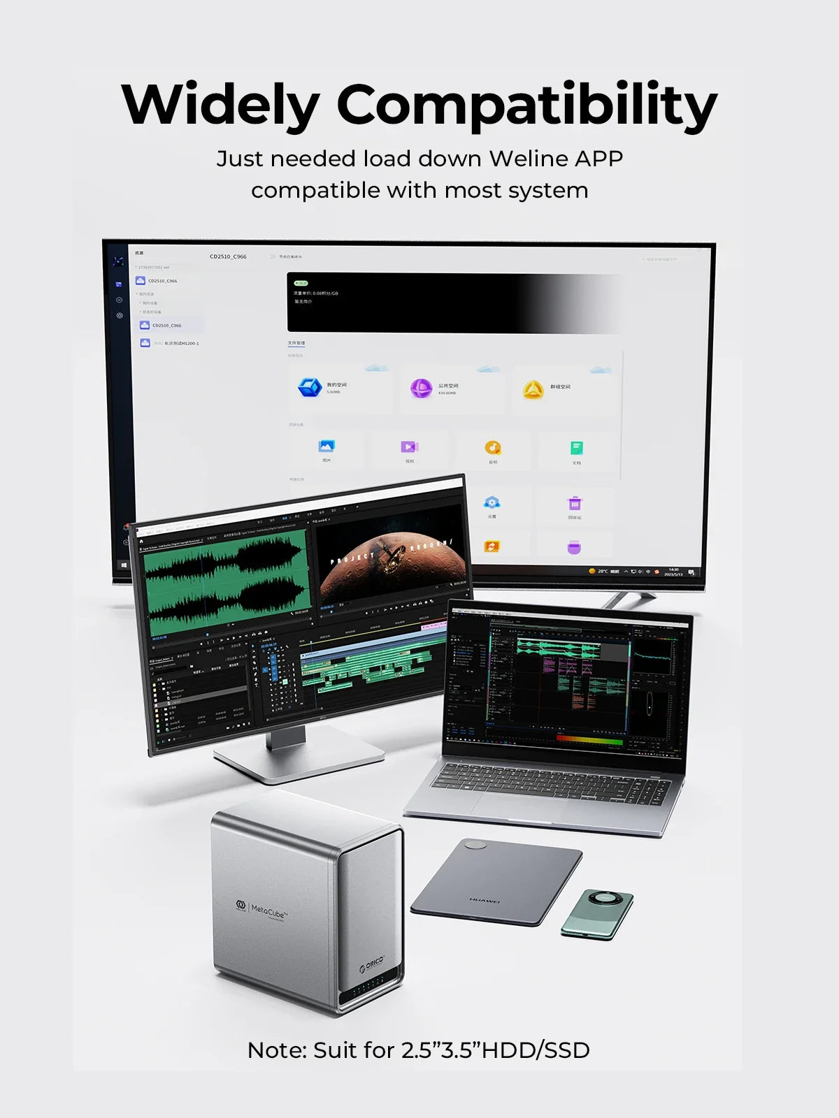 ORICO NAS Storage 2/5 Bay Personal Cloud Network Storage External Hd Case Supports Remote Access,Shared Data, for Pc Case RAID
