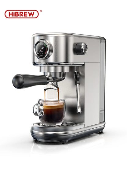 HiBREW 20 Bar semi-automatic espresso coffee machine with sleek design, temperature control, suitable for hot and cold espresso and cappuccino