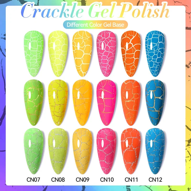 LILYCUTE 7ml neon crackle gel nail polish by Blushimmer, bright fluorescent UV gel for vibrant summer nail art, quick-drying and semi-permanent