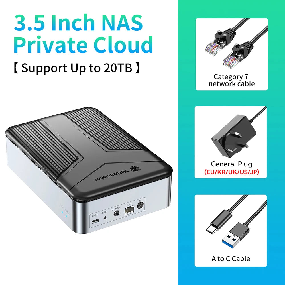 Yottamaster2.5"/ 3.5" SATA HDD NAS Network Private Cloud Storage Hard Drive Enclosure Cloud Storage with External HDD Enclosure