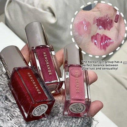 Blushimmer Clear Watery Lip Glaze with shimmer, lightweight non-sticky gloss for everyday and party wear, featuring a glossy finish.