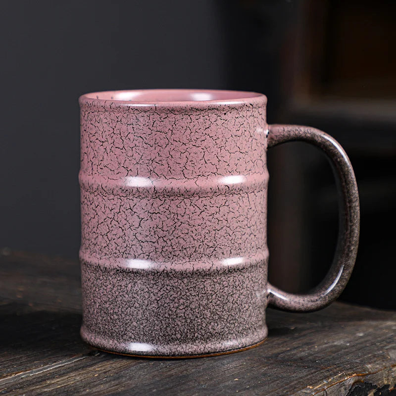 600ml Oil Barrel Cup Large - capacity Ceramic Coffee Mug Household Latte Espresso Latte Mug Stoneware Teacup Water Cup Drinkware