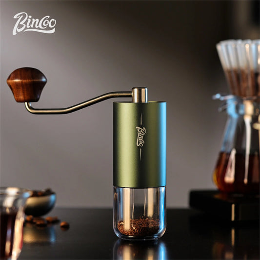Bincoo Visual Manual Coffee Bean Grinder Portable CNC Stainless Steel Burr Crank Hand Hand Coffee Grinder Kitchen Barista Tools