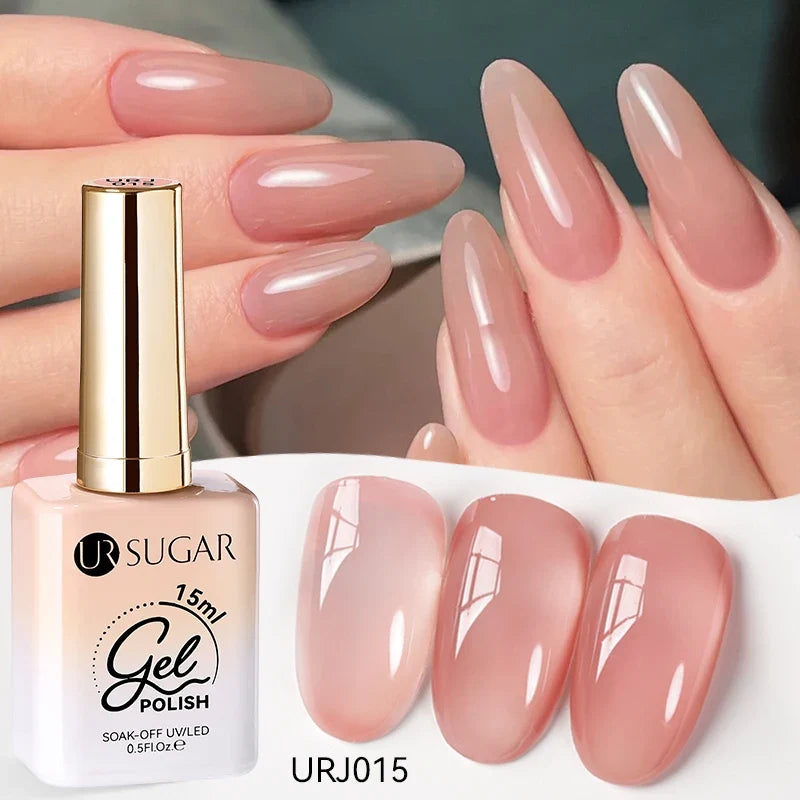 Blushimmer UR SUGAR 15ml translucent white jelly gel polish for semi-permanent UV nail art and soak-off gel varnish.