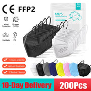 10-200pcs ffp2mask Black kn95 mascarillas negra Adults 5Layers fpp2 approved kn95 CE Respirator Face Mask ffp2 reutilizable ffp3