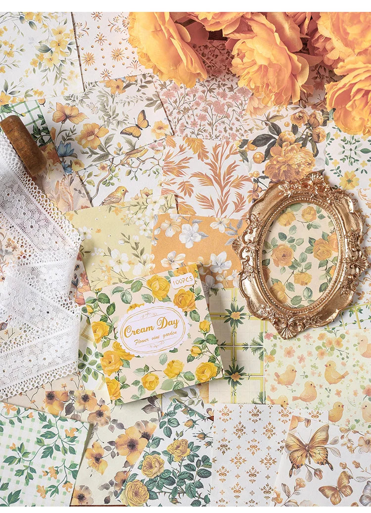 100pcs Vintage Paper Multi Style Deco Retro Stationery Supplies Writing Paper Junk Journal Label Scrapbooking Material Supplies