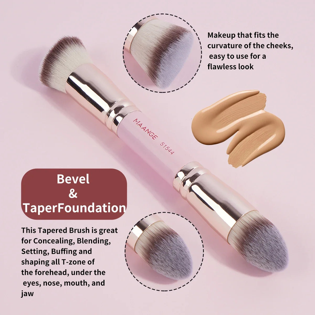 Set of four Blushimmer basic makeup brushes with a box, including dual-ended foundation, powder, blush, and eyeshadow brushes for beginners.