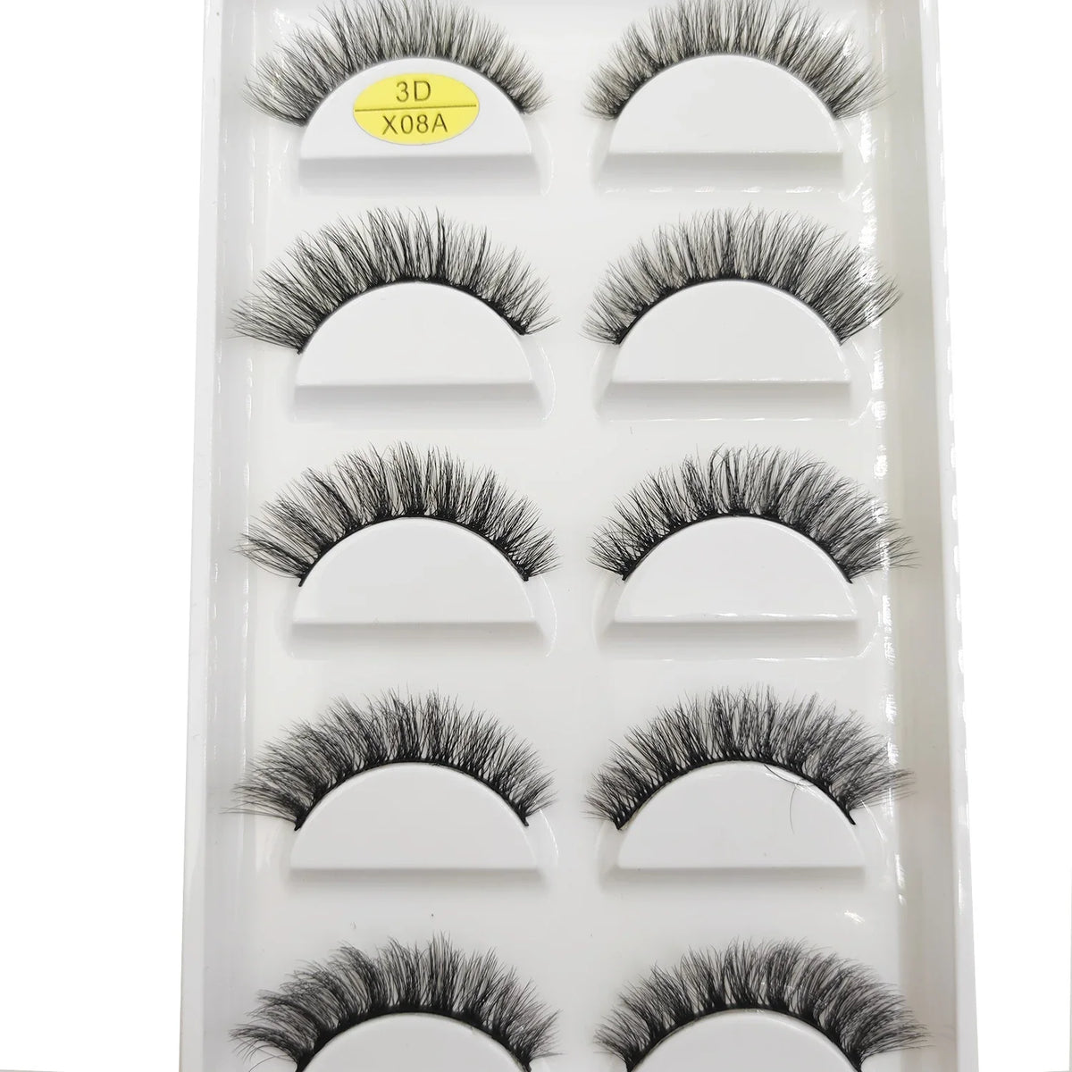 Five pairs of Blushimmer 3D mink false eyelashes with natural, full lash design for makeup and beauty enhancement.