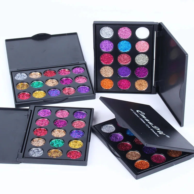 Blushimmer CmaaDu 15-color gold scallion powder diamond glitter eyeshadow tray with shimmering, waterproof, easy-to-apply makeup.