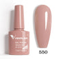 Blushimmer Venalisa HEMA TPO free nail gel polish with glitter, showcasing a full coverage pink nude French manicure on nails.