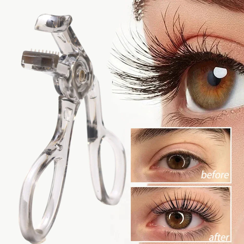 Blushimmer professional frameless eyelash curler with refill pad, long-lasting shaping tool, and comb tooth for beautiful curled lashes.