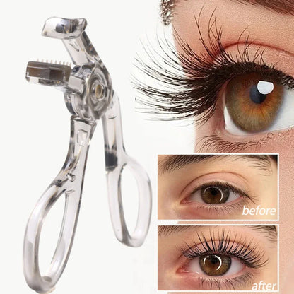 Blushimmer professional frameless eyelash curler with refill pad, long-lasting shaping tool, and comb tooth for beautiful curled lashes.