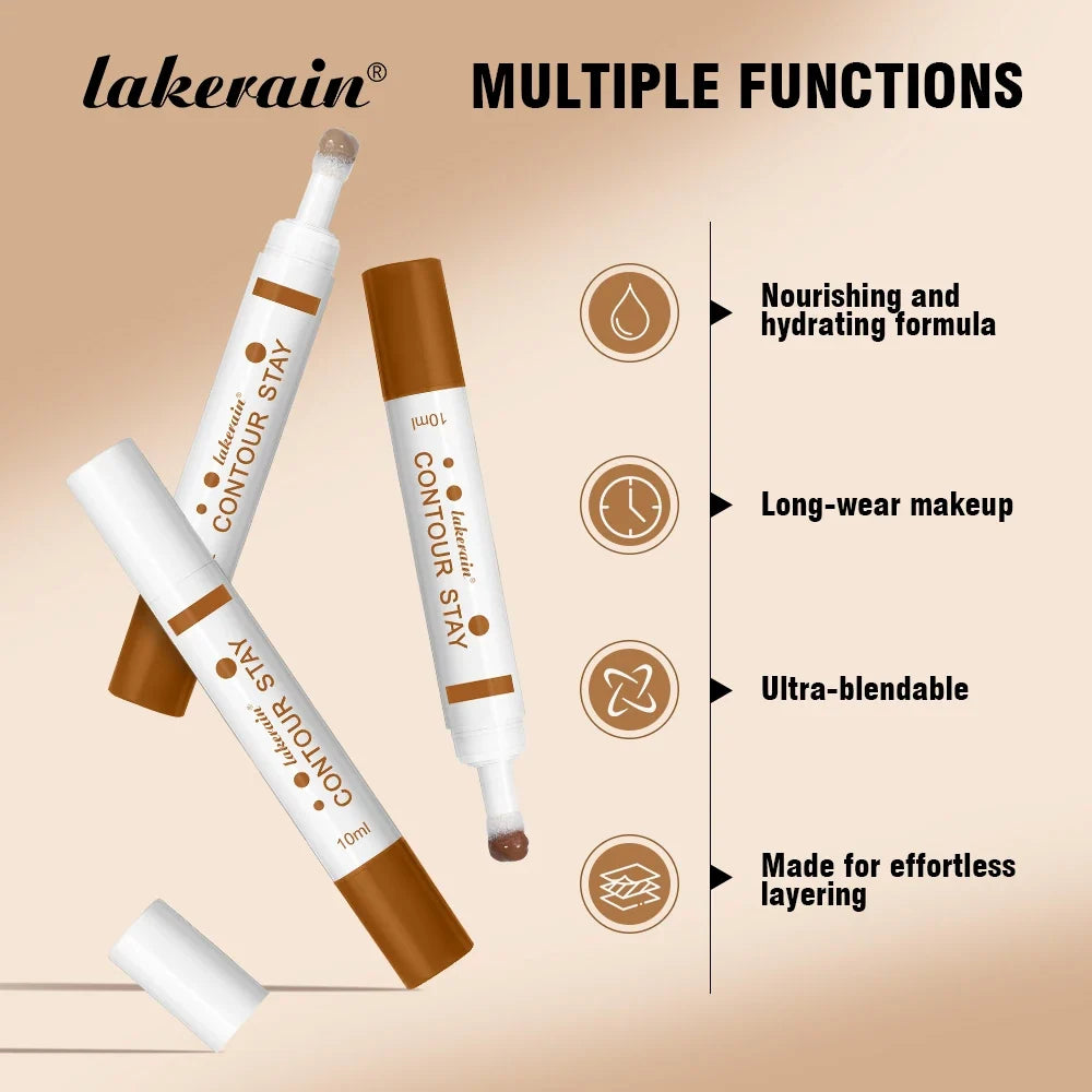 Blushimmer 6-color moisturizing liquid contour and bronzer set with waterproof, lightweight 3D concealer for nourishing face makeup.