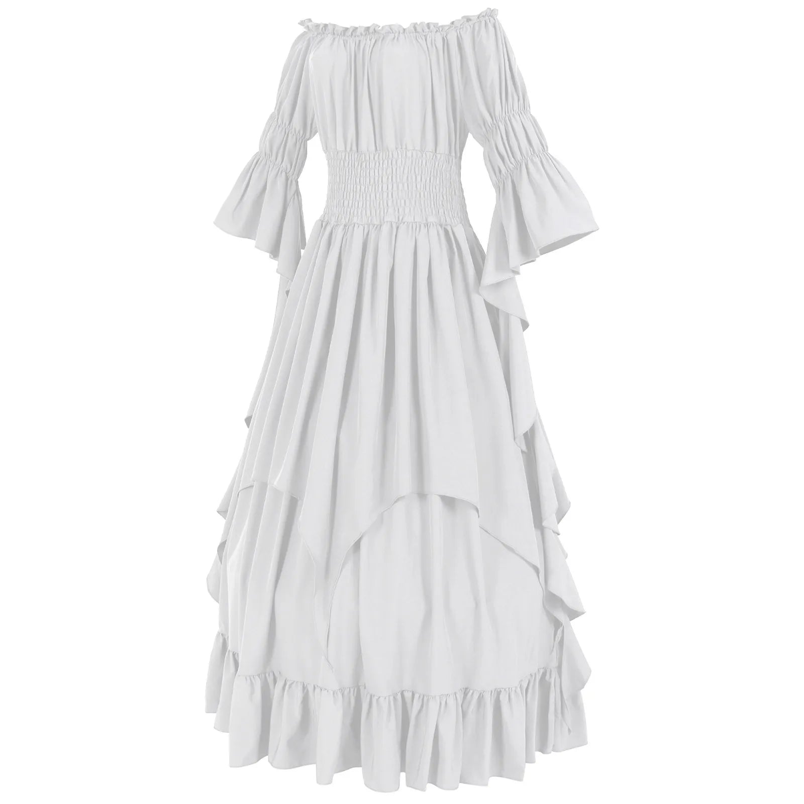 Women Medieval Vintage Dress Off Shoulder Ruffle Long Renaissance Victorian Dresses Cosplay Retro Court Gown Halloween Costume