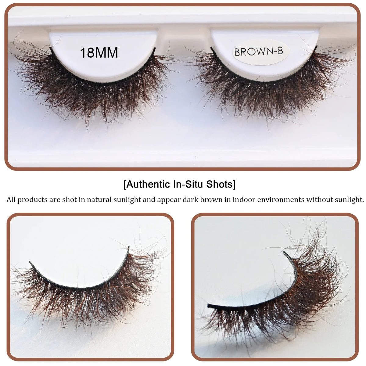 Blushimmer RED SIREN brown fluffy mink eyelashes with luxurious soft design, natural strip lash for cosplay and beauty looks