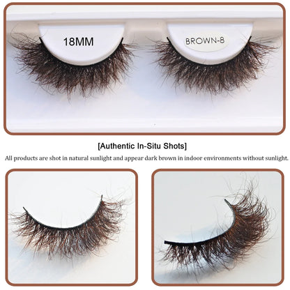 Blushimmer RED SIREN brown fluffy mink eyelashes with luxurious soft design, natural strip lash for cosplay and beauty looks