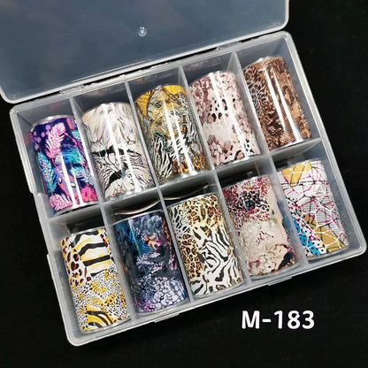 Neon jelly animal nail foils with water leopard print design for nail art, transfer paper stickers, and DIY decorative wraps by Blushimmer