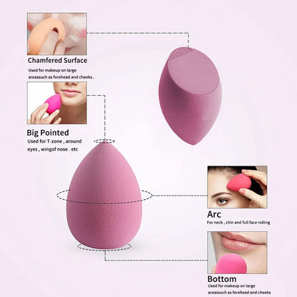 Set of 1, 4, or 8 Blushimmer makeup sponge blenders, soft beauty eggs for foundation and powder application.