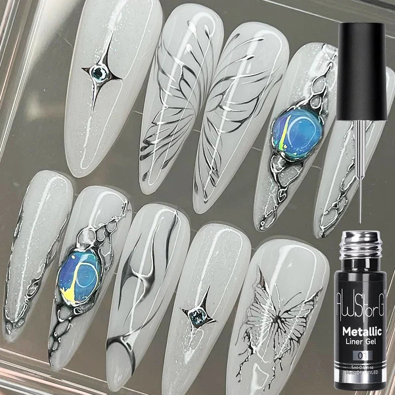 Blushimmer 5ML gold and silver metallic gel polish with chrome mirror finish for nails, UV and LED semi-permanent nail art.
