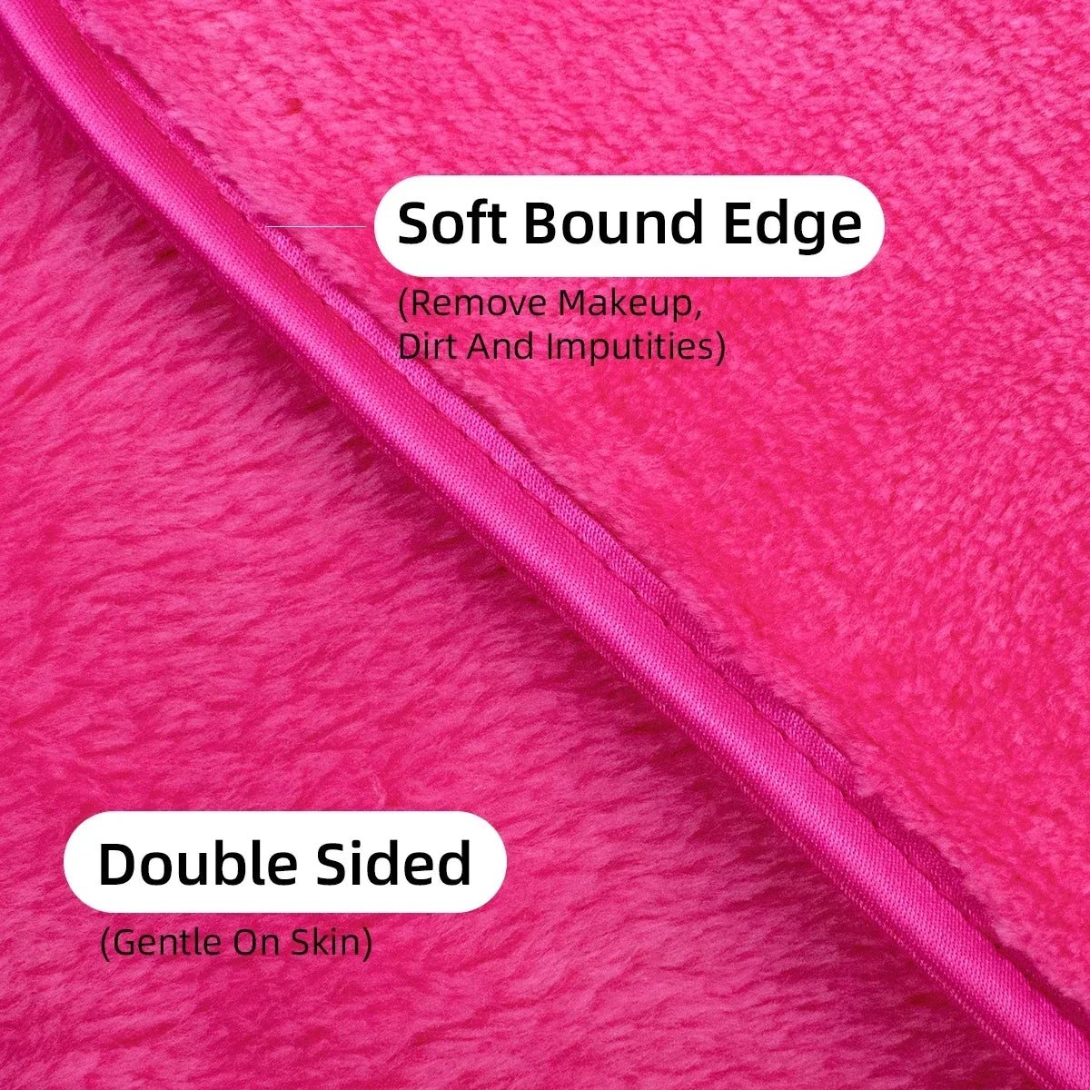 Two reusable microfiber makeup remover pads from Blushimmer for facial cleansing and skincare, soft and washable face cleaning towels.
