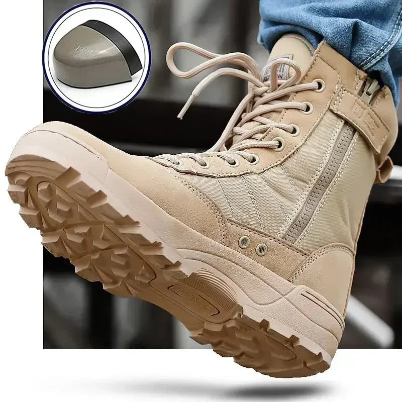 Men's Steel Toe Boots Outdoor Tactical Hiking Desert Boots Men Stab-proof Smashing Work Safty Shoes Wear Protection Shoes