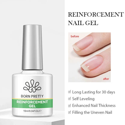 Blushimmer Born Pretty Jelly Nude gel nail polish in light pink peach, 10ml, translucent UV light cure gel for DIY nail art.