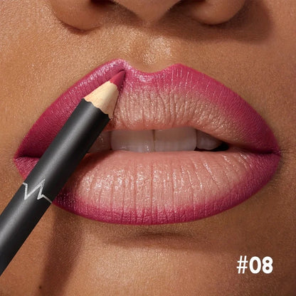 Blushimmer waterproof matte lipliner pencil in red, showcasing a sleek, long-lasting lipstick with moisturizing, non-stick lips.