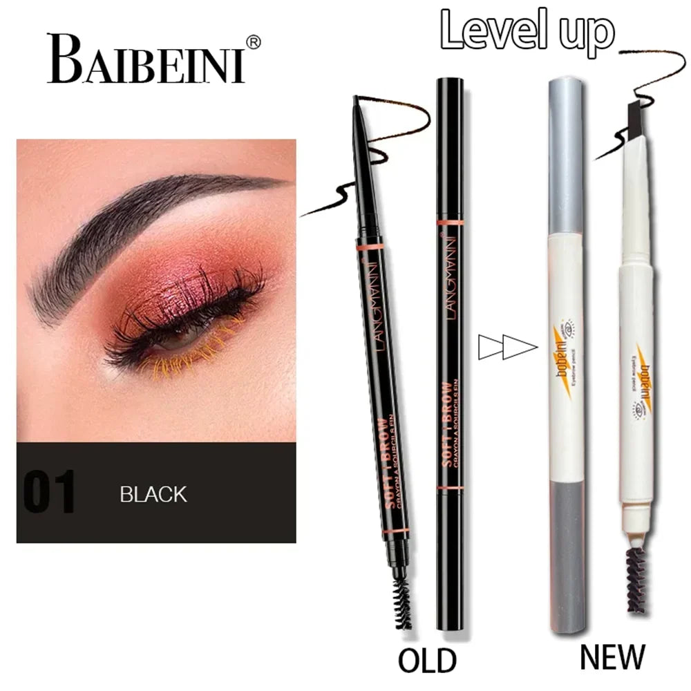 Blushimmer waterproof double-ended eyebrow pencil with brush tip, auto-rotate, for natural, long-lasting eyebrow contouring.
