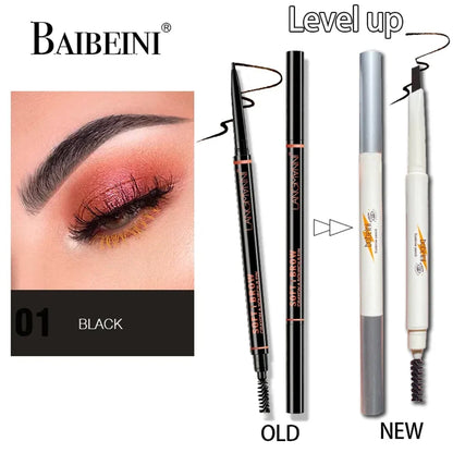 Blushimmer waterproof double-ended eyebrow pencil with brush tip, auto-rotate, for natural, long-lasting eyebrow contouring.