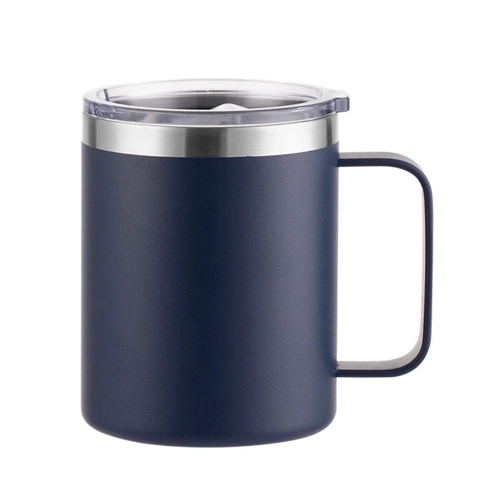 12oz Stainless Steel Mug with Handle Insulated Coffee Cup Insulated Tumbler Sliding Lid Gift for Camping, Office, Home, School