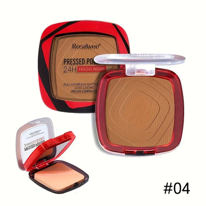 Blushimmer matte pressed powder foundation with puff applicator, providing full coverage and a weightless, 24-hour matte finish.