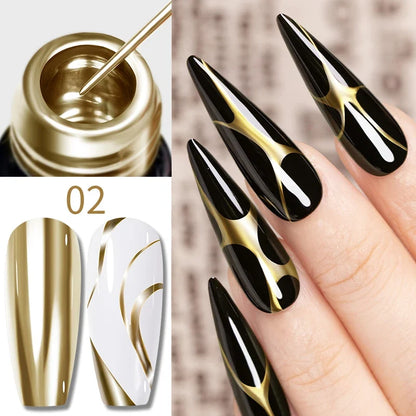 Blushimmer 5ML gold and silver metallic nail gel polish with chrome mirror finish, UV LED semi-permanent French nail gel.
