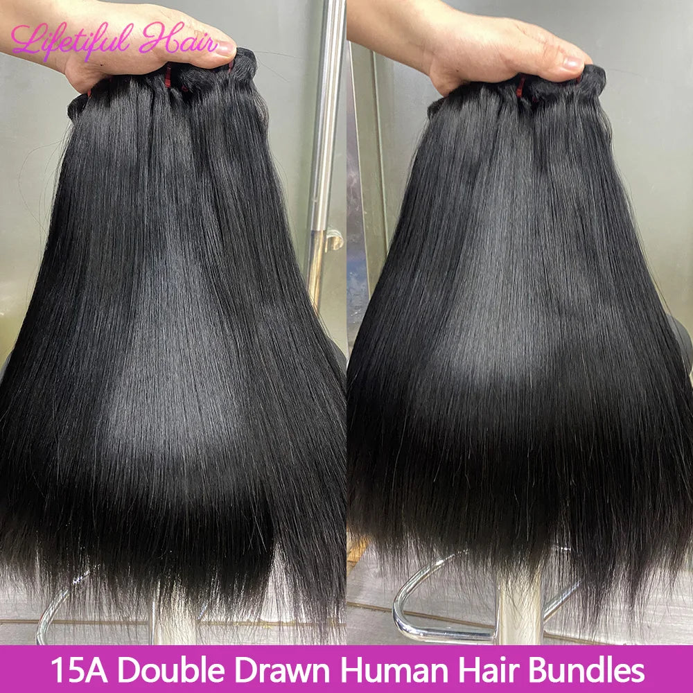 20-22 inch Lifetiful Virgin Vietnamese human hair bundles, straight double drawn raw hair weave, natural shine and smooth texture