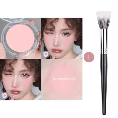 Blushimmer monochrome blush powder in natural matte pink, designed for brightening, contouring, and waterproof facial makeup.
