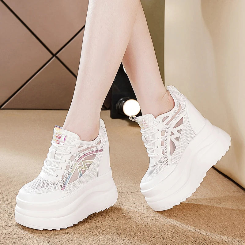 13cm Chunky Sneakers For Women Comfortable Women Casual Shoes Lightweight Walking Shoes Comfy Chusinoning Platform Wedge