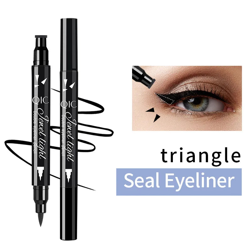 Blushimmer double-ended liquid eyeliner with eye stamp, black waterproof felt tip, long-lasting, smudge-proof makeup for women