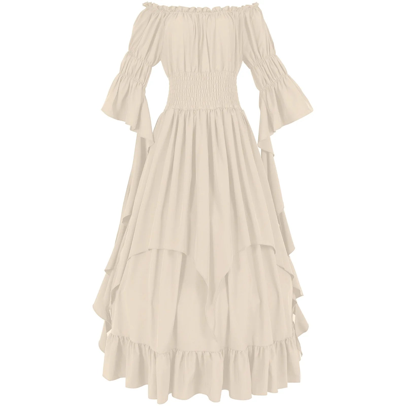 Women Medieval Vintage Dress Off Shoulder Ruffle Long Renaissance Victorian Dresses Cosplay Retro Court Gown Halloween Costume