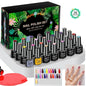 Blushimmer LNWPYH gel nail polish set with 26 semi-permanent UV and LED gel lacquers, base and top coats, soak-off formula.