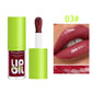 Blushimmer 6-tone moisturizing luminous lip gloss oil in 3g transparent liquid, showing the glossy, shiny applicator and clear product.